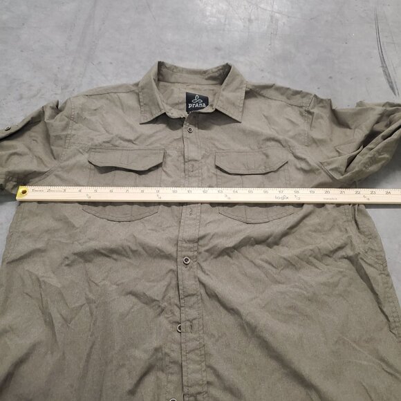 Prana Mens Long Roll-Up Sleeve Button-Up Shirt  Light Brown/Beige Size L - Picture 5 of 7